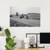 Poster Vélo de remorquage de moto noir et blanc 1968 (Bureau à domicile)