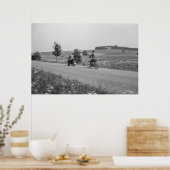 Poster Vélo de remorquage de moto noir et blanc 1968 (Cuisine)