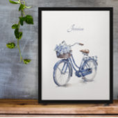 Poster Vélo en Delft Blue personnalisable