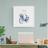 Poster Vélo en Delft Blue personnalisable