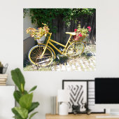 Poster Vélo Fleur Jaune Sur La Rue (Bureau à domicile)