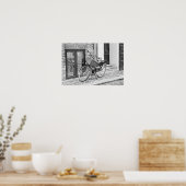 Poster Vélo Noir Avec Grande Panier, Copenhague, Danemark (Cuisine)