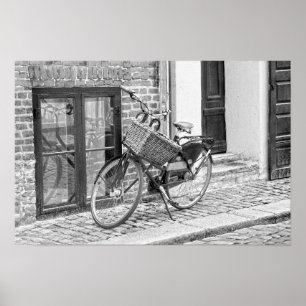 Poster Vélo Noir Avec Grande Panier, Copenhague, Danemark