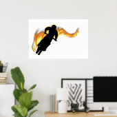 Poster Vélo Off Road Dirt avec flammes (Bureau à domicile)