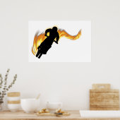 Poster Vélo Off Road Dirt avec flammes (Cuisine)