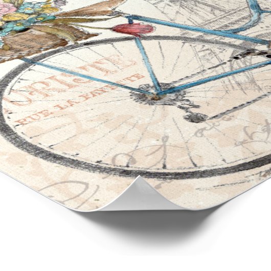 Poster Vélo Paris Fleurs (Coin)