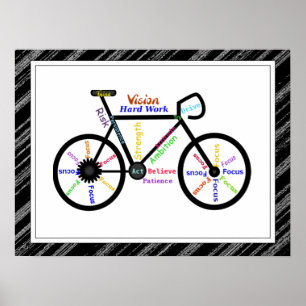 Poster Vélo, Sport Vélo, Motivational Words & Stripes