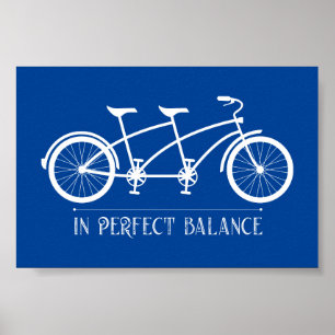 Poster Vélo Tandem En Équilibre Parfait Bleu Blanc