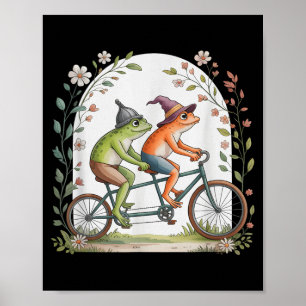 Poster Vélo tandem motivationnel cyclisme grenouille