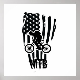 Poster Vélo tout terrain drapeau américain Mtb patriotiqu