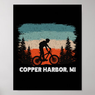 Poster Vélo tout terrain Rétro Coucher de soleil Vintage