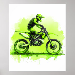 Poster Vélo vert couleur de l'eau
