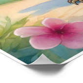 Poster Velociraptor Aquarelle Dinosaur Nursery Art (Coin)