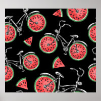 Vélos à roue de pastèque, motif d'été.