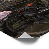 Poster Vélos au coucher du soleil à Amsterdam (Coin)