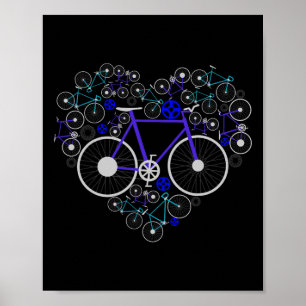 Poster Vélos Cœur Mignon Mtb Route Course Amoureux Drôle