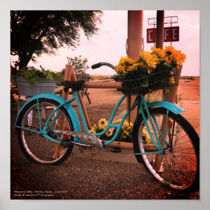 Poster Vélos et tournesols au Midpoint Cafe, Route 66