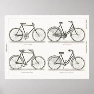Poster Vélos vintages Art Meyers Konversations Lexikon