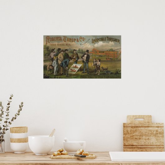 Poster Vendeur En Champ Avec Fermier Vendre Machine Agric (Cuisine)