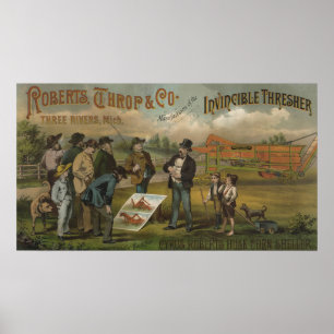 Poster Vendeur En Champ Avec Fermier Vendre Machine Agric