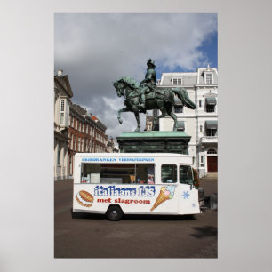 Poster Vendeur et statue de crème glacée