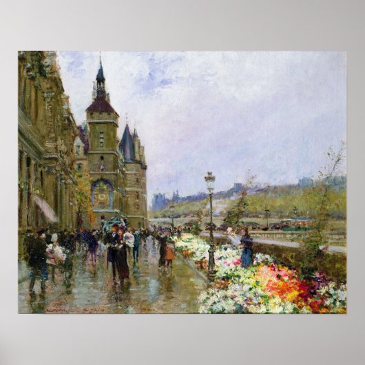 Poster Vendeurs de fleurs sur la Seine (Devant)