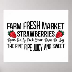 Poster Vendeurs de fraises du marché