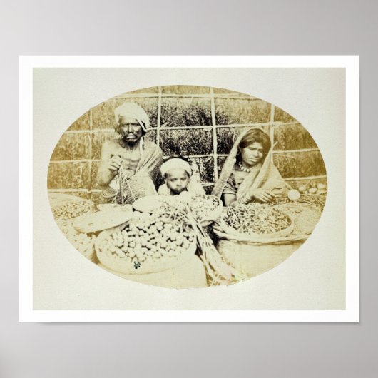 Poster Vendeurs de légumes et de fruits hindous à Madras, (Devant)