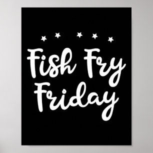 Poster Vendredi de friture de poisson drôle amateur de pê