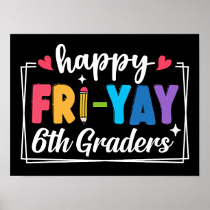Poster Vendredi heureux élèves de 6e Prof Élève Drôle