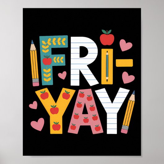 Poster Vendredi heureux professeur Yay vendredi week-end (Devant)