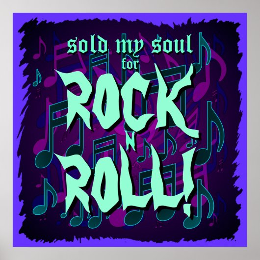 Poster Vendu Mon Âme Pour Rock N Rouleau Purple Vert Bleu (Devant)