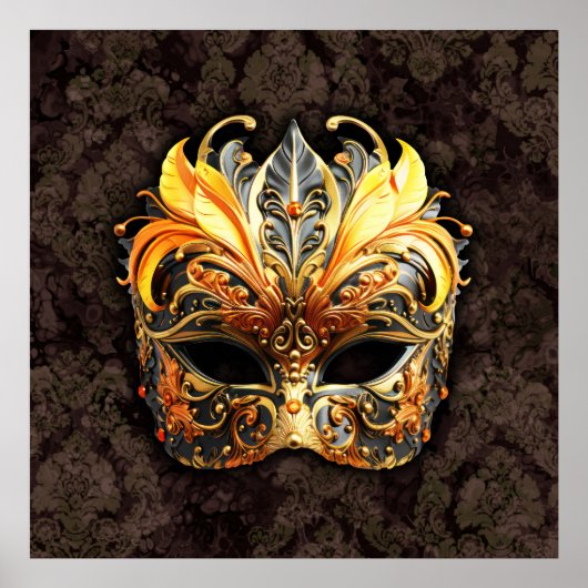 Poster Venetian Masquerade Golden Mask (Devant)