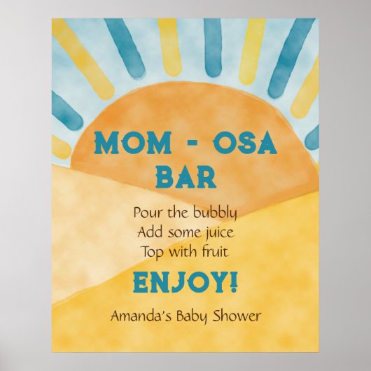 Poster Venez Blue Rays Sunshine Baby shower Bar (Devant)