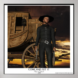 Poster "Venez et comprenez" Western Artwork Gunslinger Ar