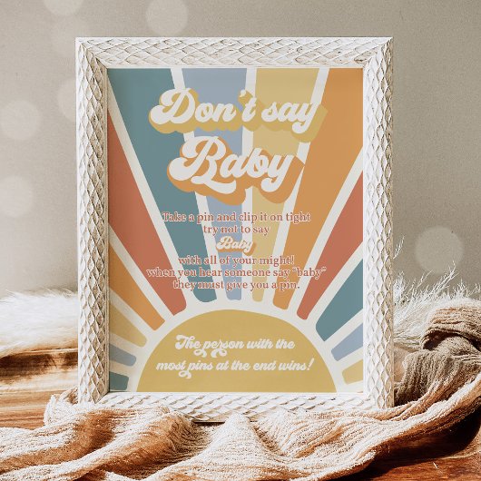 Poster Venez Le Baby shower Soleil Fils ne dites pas Bébé