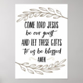 Poster Venez Seigneur Jésus Soyez Notre Invité Prière Mur (Devant)