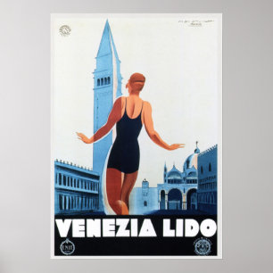 Poster VENEZIA LIDO Italie Vacances Vintage Italie