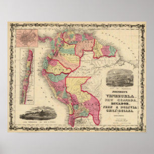 Poster Venezuela, Nouvelle Grenade et Equateur