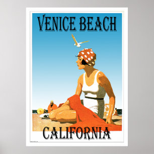 Poster Venice Beach California Retro Beach années 1920
