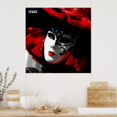 Poster Venice Carnival Colorful Traditional Red Mask (Cuisine)