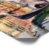 Poster Venice Gondola Ride Watercolor Canal Colorful (Coin)