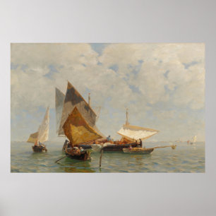 Poster Venise, bateau de pêche dans la lagune (1889)