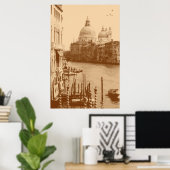 Poster Venise et Grand Canal à Taupe (Bureau à domicile)