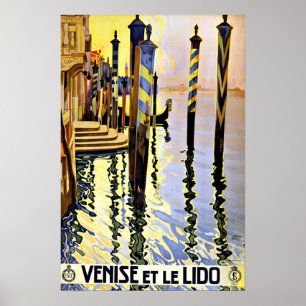 Poster Venise et Vintage voyage de le Lido Italie