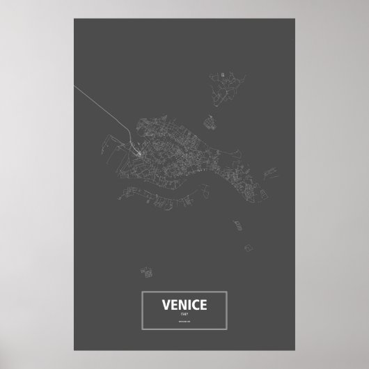 Poster Venise (île), Italie (blanc sur noir) (Devant)