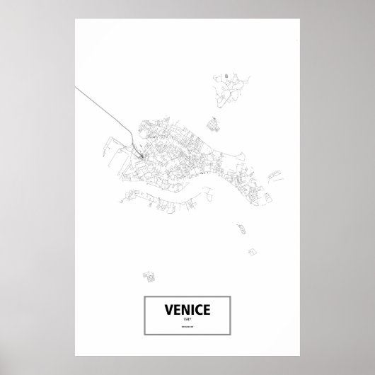 Poster Venise (Île), Italie (noir sur blanc) (Devant)