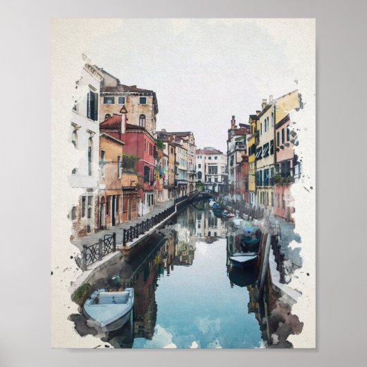 Poster Venise Italie Aquarelle Art (Devant)