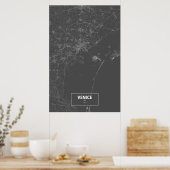 Poster Venise, Italie (blanc sur noir) (Cuisine)