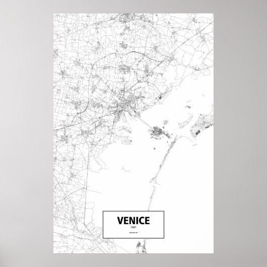 Poster Venise, Italie (noir sur blanc) (Devant)
